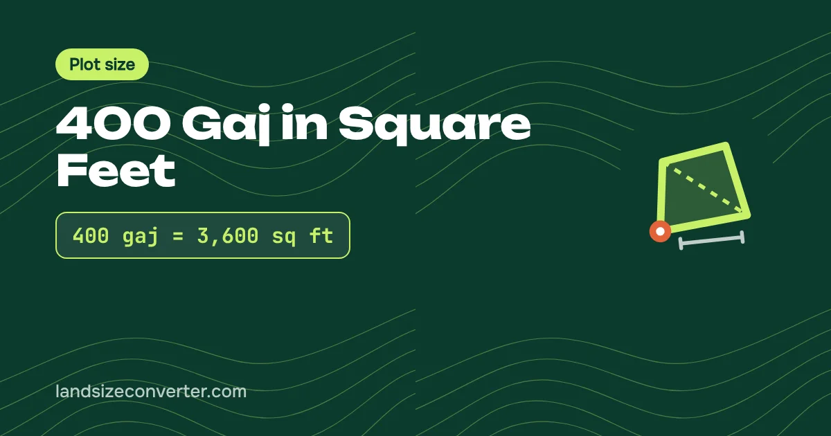 Visualize Meter Squared 400 Gaj in Square Feet: 400 Gaj = 3,600 Sq Ft